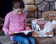 Cat Girl Reading By Fire Carry Along