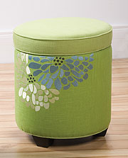 Sandy Wilson - Ottoman.: Embroidered Storage Ottoman,16 1/2